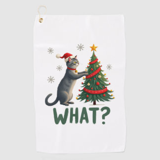 猫がクリスマスツリーを倒す 何が面白いの? 猫のXmas ゴルフタオル
