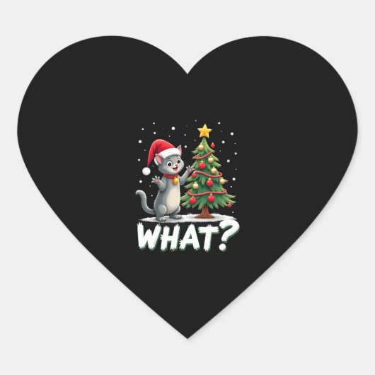 猫がクリスマスツリーを倒す 何が面白いの？ 猫 Xma ハートシール (正面)