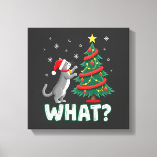 猫がクリスマスツリーを倒す 何このかわいい猫 Xmas キャンバスプリント