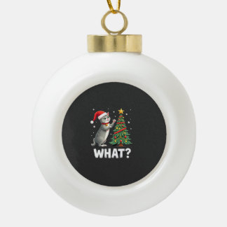 猫がクリスマスツリーを倒す 何このかわいい猫 Xmas セラミックボールオーナメント