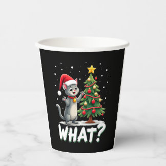 猫がクリスマスツリーを倒す 何してるの? 猫のクリスマス 紙コップ