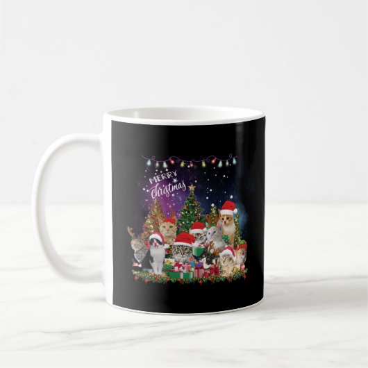 猫がクリスマス気分に コーヒーマグカップ (左)