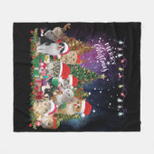 猫がクリスマス気分に フリースブランケット (正面(横))