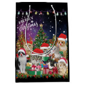 猫がクリスマス気分に ミディアムペーパーバッグ (正面)