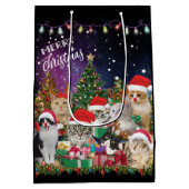 猫がクリスマス気分に ミディアムペーパーバッグ (裏面)