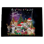 猫がクリスマス気分に ラージペーパーバッグ (正面)