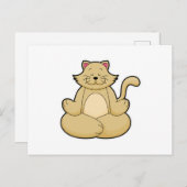 猫がクロスレッグでヨガのストレッチをしている ポストカード (正面/裏面)