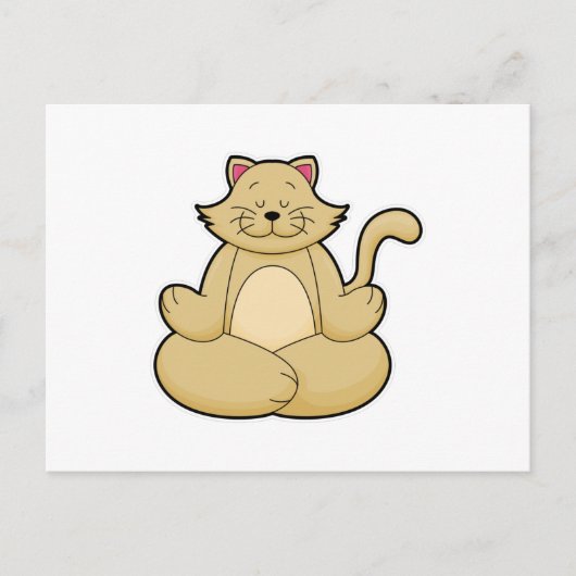 猫がクロスレッグのヨガストレッチングエクササイズで ポストカード (正面)