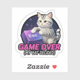 猫がゲームを制する ギャグ ゲーマー プレゼント - 猫が勝手にゲームを終わらせちゃう シール
