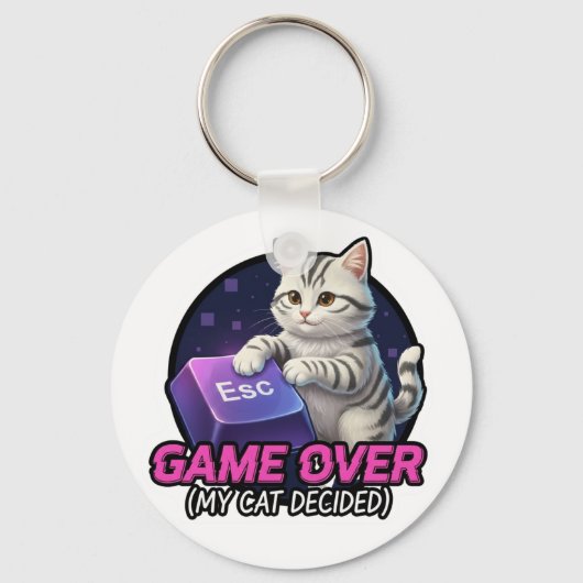 猫がゲームを決める!面白いゲーミンググッズ キーホルダー (正面)