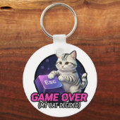 猫がゲームを決める!面白いゲーミンググッズ キーホルダー (裏面)