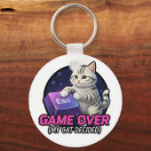 猫がゲームを決める!面白いゲーミンググッズ キーホルダー (正面)