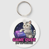 猫がゲームを決める!面白いゲーミンググッズ キーホルダー (裏面)