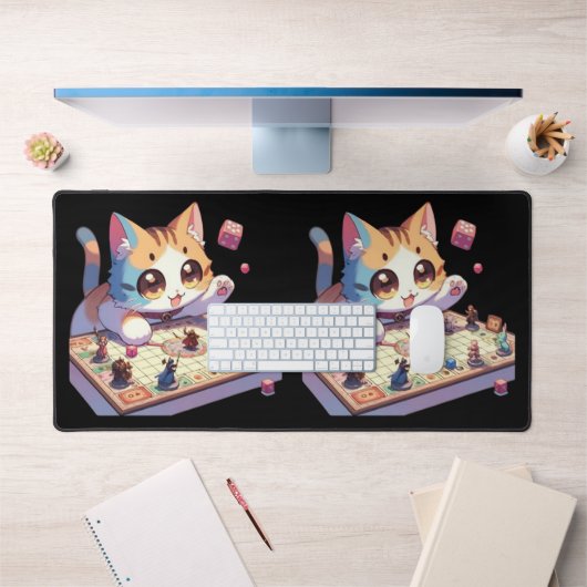 猫がサイコロを投げるテーブルゲーム デスクマット (オフィス1)