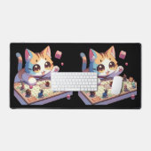 猫がサイコロを投げるテーブルゲーム デスクマット (キーボード&マウス)