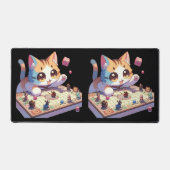 猫がサイコロを投げるテーブルゲーム デスクマット (正面)