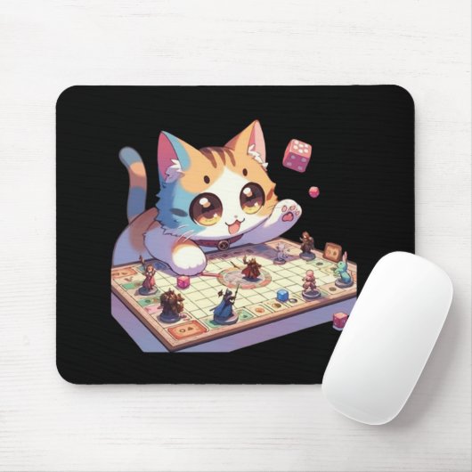 猫がサイコロを投げるテーブルゲーム マウスパッド (マウス)