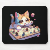 猫がサイコロを投げるテーブルゲーム マウスパッド (正面)