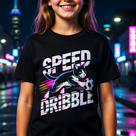 猫がサッカーで遊ぶ - 子供やティーンへのギフト Tシャツ
