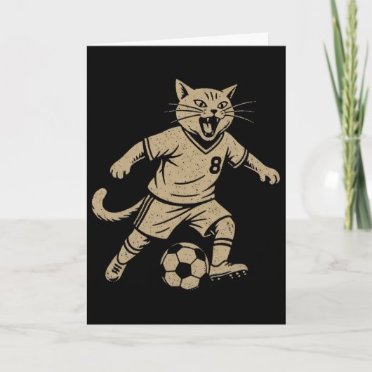 猫がサッカーで遊んでいる カード (正面)