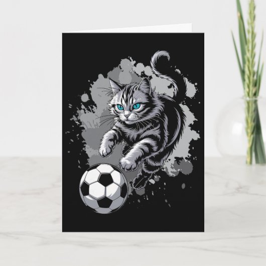 猫がサッカーをする カード (正面)