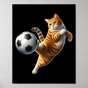 猫がサッカーをする コスチューム 猫の飼い主 スポーツ好き ポスター