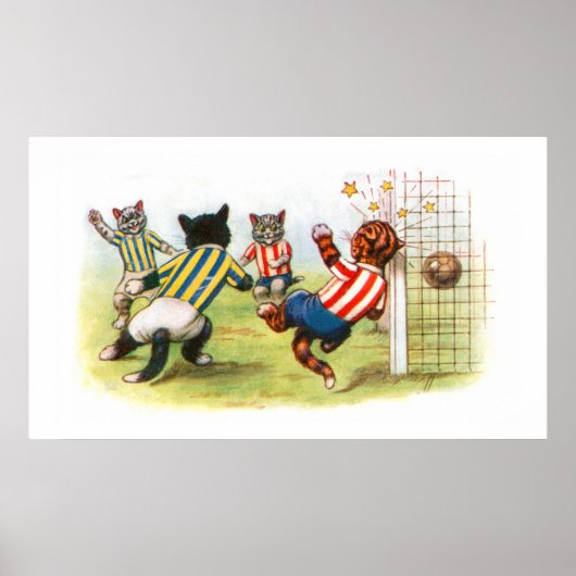 猫がサッカーをプレイ ポスター (正面)