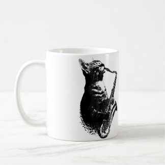 猫がサックスを演奏する おもしろ猫 ジャズ サックス ミュージック サックス コーヒーマグカップ