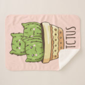 猫がサボテンに出会う シェルパブランケット (正面(横))