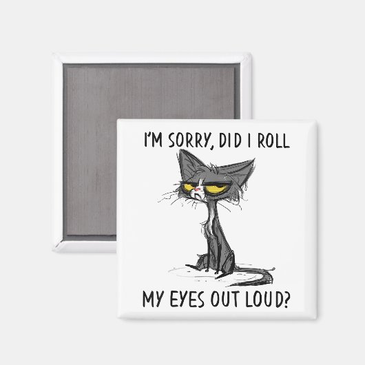 猫がサルカ転がを目の当たりにしおもしろいた マグネット (正面/裏面)