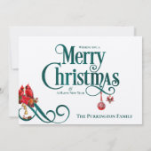 猫がサンタのクリスマスおもしろいの挨拶を小妖精や小人 カード (裏面)