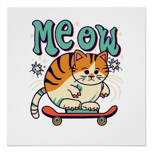 猫がスケート ポスター (正面)