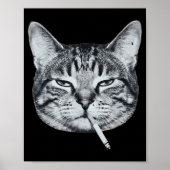 猫がタバコを吸っている面白い猫ミーム ポスター (正面)