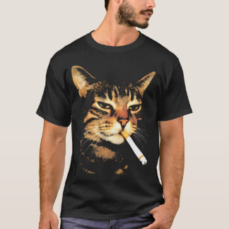 猫がタバコを吸っている Tシャツ