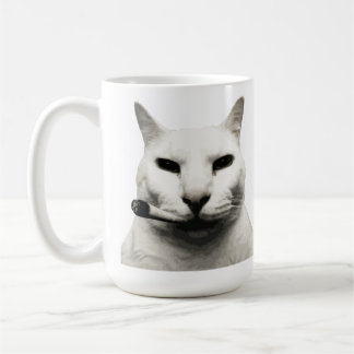 猫がタバコを吸ってる面白いネコのミーム コーヒーマグカップ