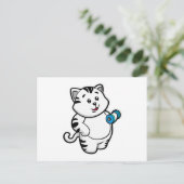 猫がダンベルを使った上腕二頭筋トレーニング中 ポストカード (スタンド正面)