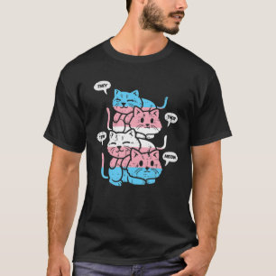 猫がトランスジェンダーの旗を掲げるLGBT Pr Tシャツ