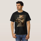 猫がトランペットを演奏中。 Tシャツ (正面フル)