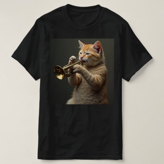 猫がトランペットを演奏中。 Tシャツ (デザイン正面)