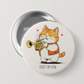 猫がトランペットを演奏 缶バッジ (正面&裏面)