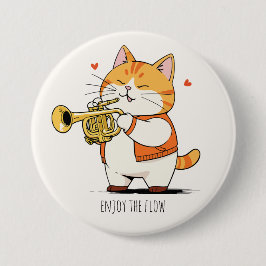 猫がトランペットを演奏 缶バッジ
