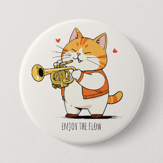 猫がトランペットを演奏 缶バッジ