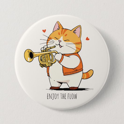 猫がトランペットを演奏 缶バッジ (正面)