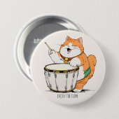 猫がドラムを演奏する 缶バッジ (正面&裏面)