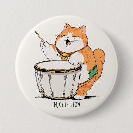 猫がドラムを演奏する 缶バッジ