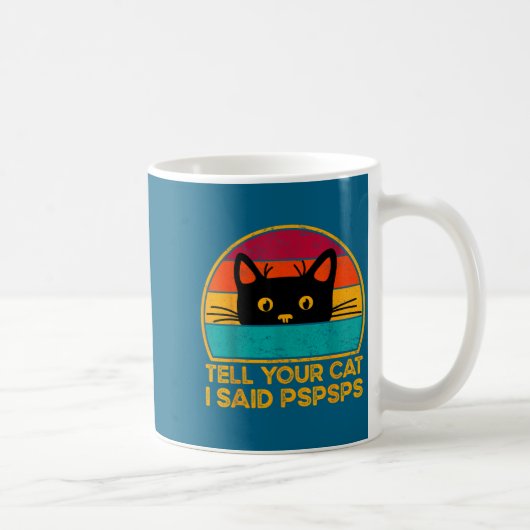 猫がニャーと言うと言う 面白いTシャツ コーヒーマグカップ (右)