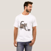猫がネズミを追いかける面白い動物の狩りのTシャツ Tシャツ (正面フル)