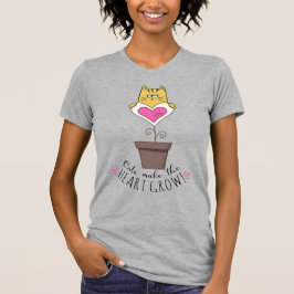 猫がハートを育てるTシャツ - グレー Tシャツ