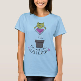 猫がハートを育てるTシャツ - ブルー Tシャツ