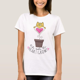 猫がハートを育てるTシャツ - ホワイト Tシャツ